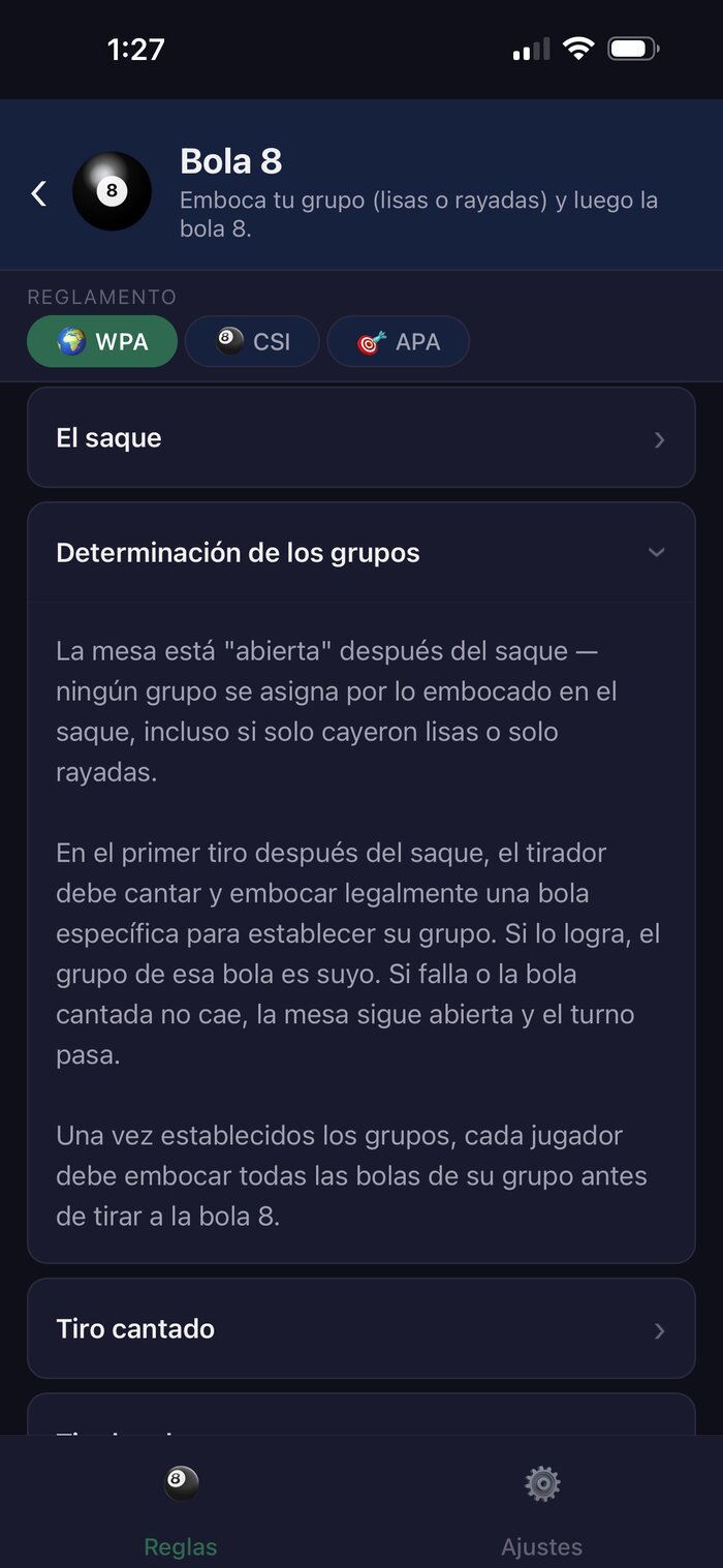App Pool Rules mostrando el texto detallado de las reglas